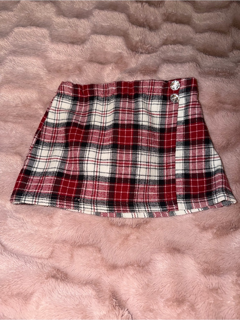 Nicole Miller Plaid Skirt with Button Accents